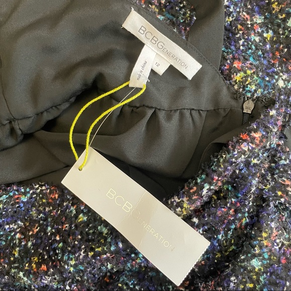 [BCBGeneration] Black/Multi Flocked Mini Dress - Picture 4 of 8